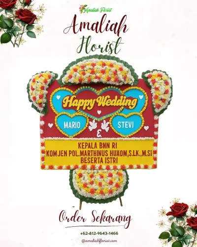 Karangan Papan Bunga Pernikahan di Somoketro